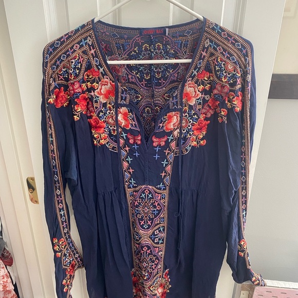 Johnny Was Navy Blouse with multicolored Embroidery - Picture 1 of 11